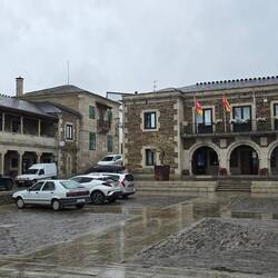 Plaza in the centre of the village with the town hall. Plenty of places to eat surround the plaza.