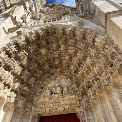 Deep and intricately carved church door
