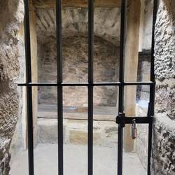 This was the toilet, round holes that went down to a pit below the castle.