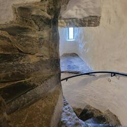 These spiral staircases in the castles are not my favorites. Only three floors here.