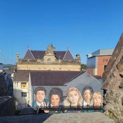 Second Derry Girls mural from the top of the walls.