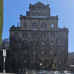 Across the street is the Brewery