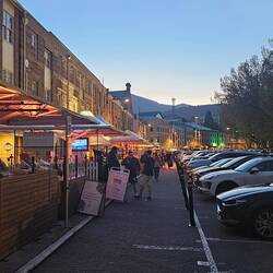 End the day walking to a dinner down the street from our hotel