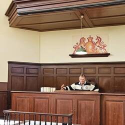 Judge Mark behind the bench. (Historic judges are rolling in their graves 🤣)