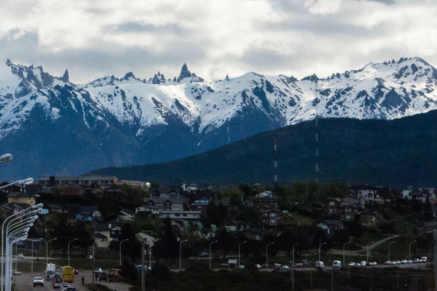 Mountain ridge behind the city