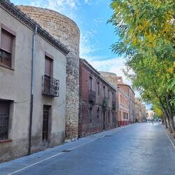 Properties built into the city walls.
