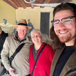 Matthew, Ian and Danielle waiting for the mustard tour