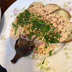 Roasted aubergine with tahini