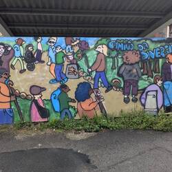 A mural we passed representing the diversity on the Camino.