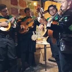 The band dressed in their medieval gear played a number of songs and then moved on.