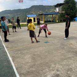 Showing some basketball skills