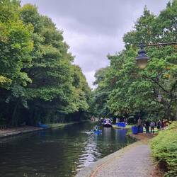 Canoe club gathering at the winding hole
