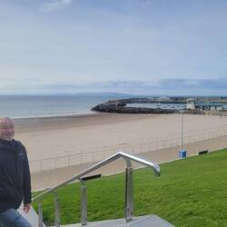The west strand with the harbour in the distance.