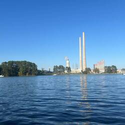 Look close and you can see SeaSpray, C-Traveler and Mystery Girl anchored in front of the fossil pla