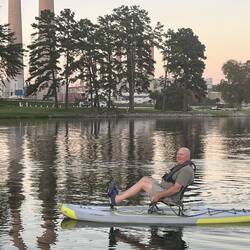 Me on my Hobie iTrek 9, fossil plant in the background.