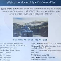 A few specs on our touring vessel.