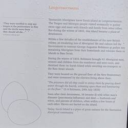 A narrative describing the initial use of Sarah Island.