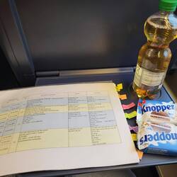 Frühstück und Reiseplanung im Zug