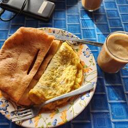 Omelet and sweet bread