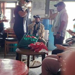 Presentation of jersies, volleyball & basketball