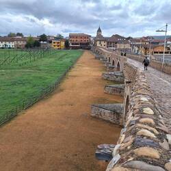 The bridge and historically an area for jousting which has been recreated, in Hospital de Orbigo.
