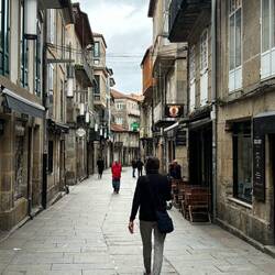 Afternoon stroll. No vehicles allowed in old town of Pontevedra
