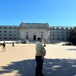 Dorm building and our tour guide