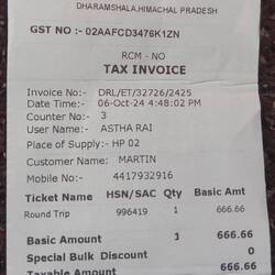 Personalisiertes Ticket mit Name und Telefonnummer, im Fall der Fälle