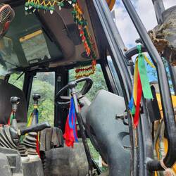 Tractors are decorated