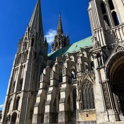 Chartres cathedral and its flying buttresses.