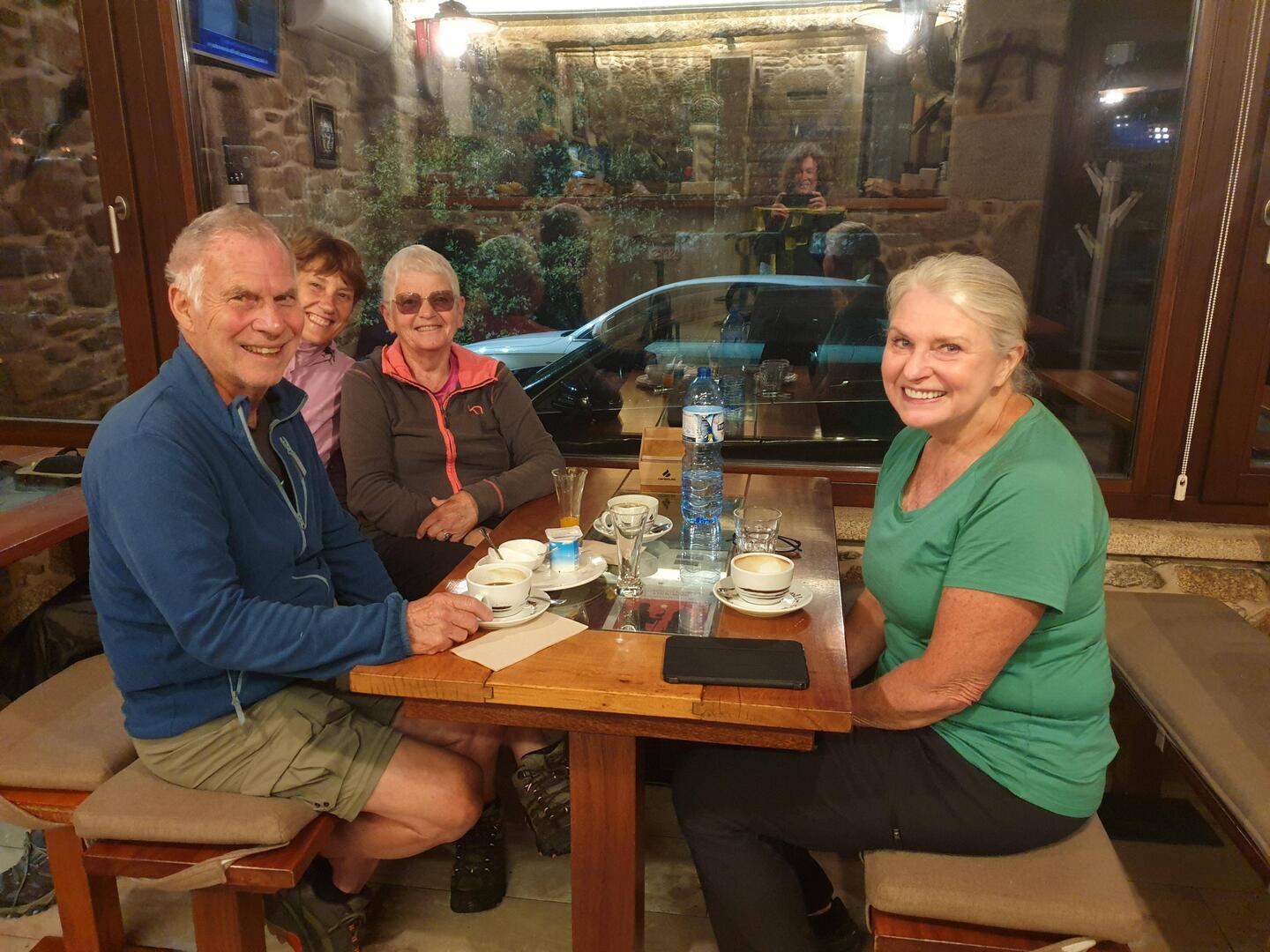 Our Norwegian friends and Mariette plus an American pilgrim.on the right.