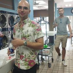 At the laundromat