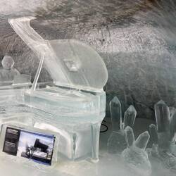 Many ice sculptures inside the tunnel