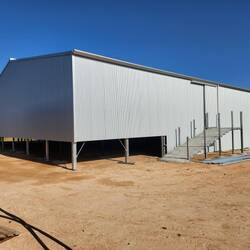 Rebuilt shearing shed