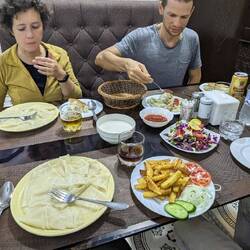 Qayesh, which is meant to be served with meaty sauce but which is surprisingly delicious without