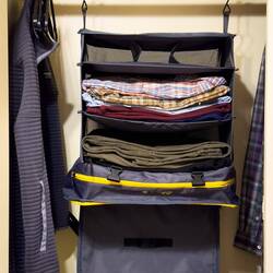 The hanging zipcube ... in packing/hanging mode. Mui still has a few compartments to fill.