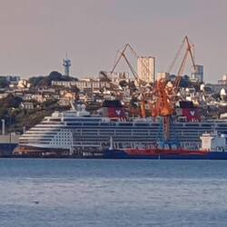 Blick auf den Hafen von Brest von unserem heutigen Übernachtungsplatz