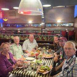Supper with friends.  Karen, Jeff, Colby, Rosanne, Bill, Steve.