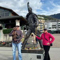 Queens lead singer Freddy Mercury statue. Queen owned Mountain recording studio in Montreaux