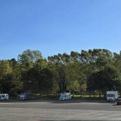 Motorhome parkup in dedicated area of a large car park. Full free services available