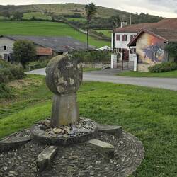 The Stèle has various routes signposted on it base. Pilgrim artefacts left on the Stèle