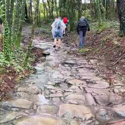 Stone path to stone river