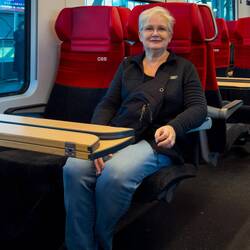 On the train into the city — Vienna, Austria.