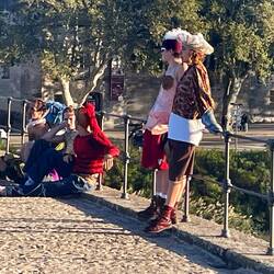 Models just hanging on the bridge between takes