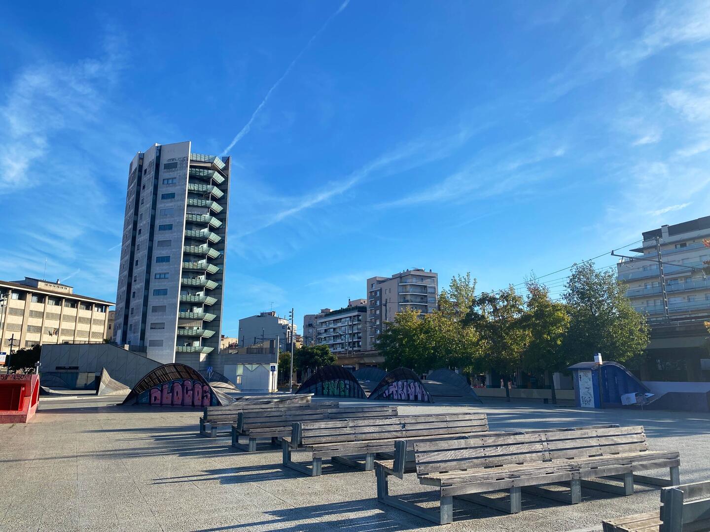 In front of the train station in Girona