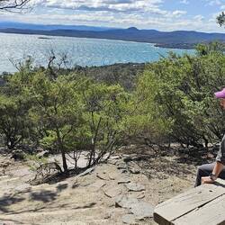 Taking a minute to enjoy the view at the top.