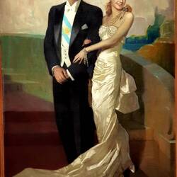 Official portret: President Juan Peron and his wife, "Evita".