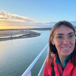 The only cyclist on the ferry