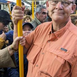 The train was crowded. Can you find me?