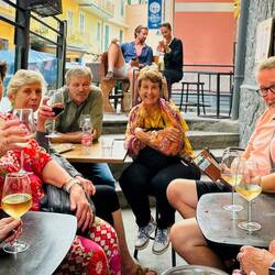 Drinks in Manarola after a long day travelling by train